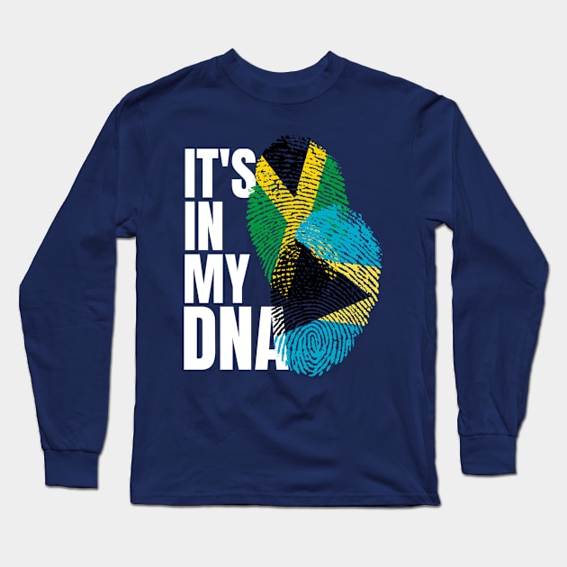 Jamaican And Bahamian Mix DNA Flag Heritage Gift Long Sleeve T-Shirt by Just Rep It!!